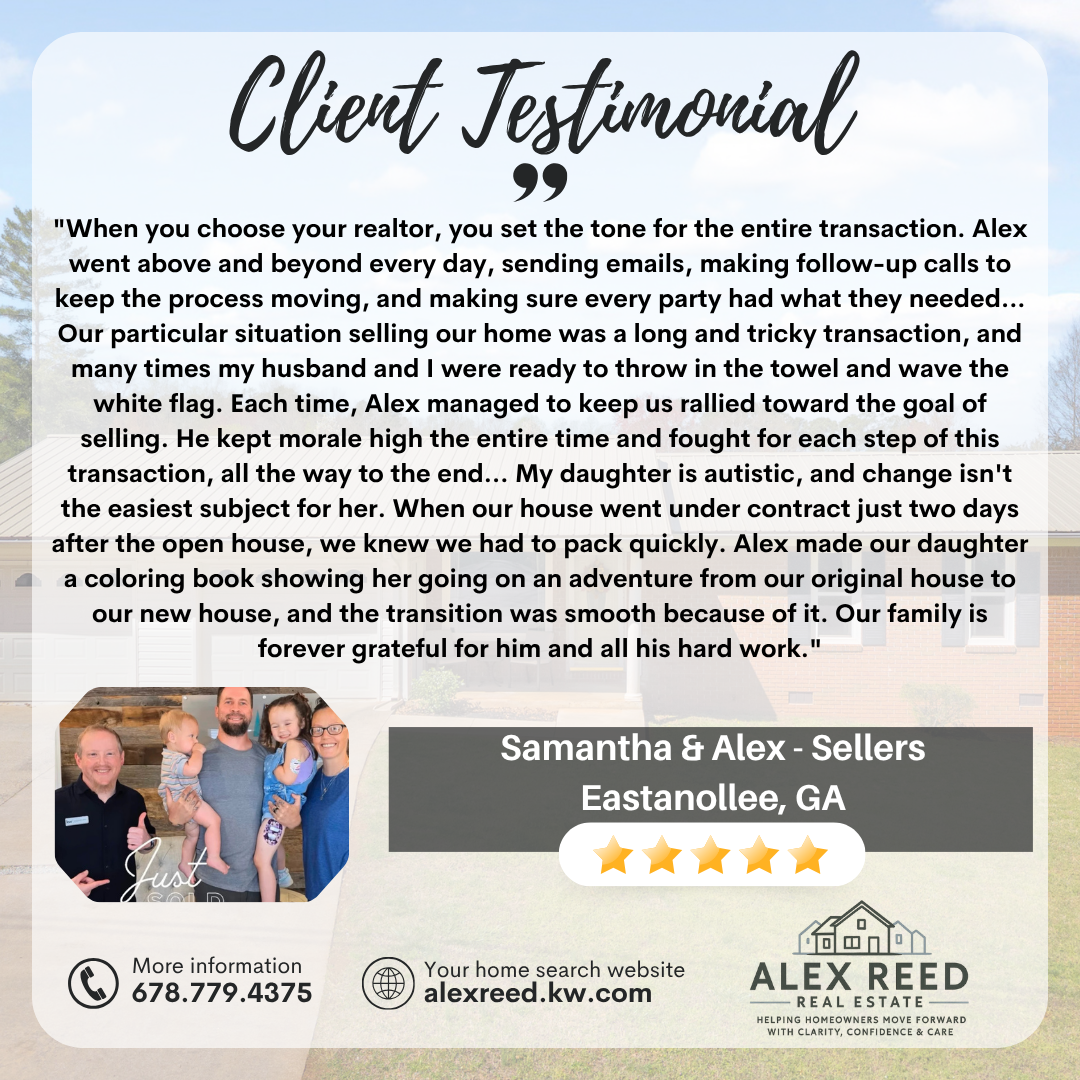 Client Testimonial 5-Star Review from Samantha and Alex, sellers in Eastanollee, Georgia