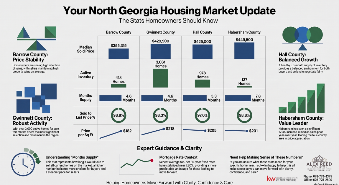 Your North Georgia Housing Market Update showing September 2026 data for Barrow, Gwinnett, Hall, and Habersham counties.